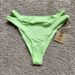 NWT Free People Toast Swim neon green cut out sides bikini bottoms, size XS